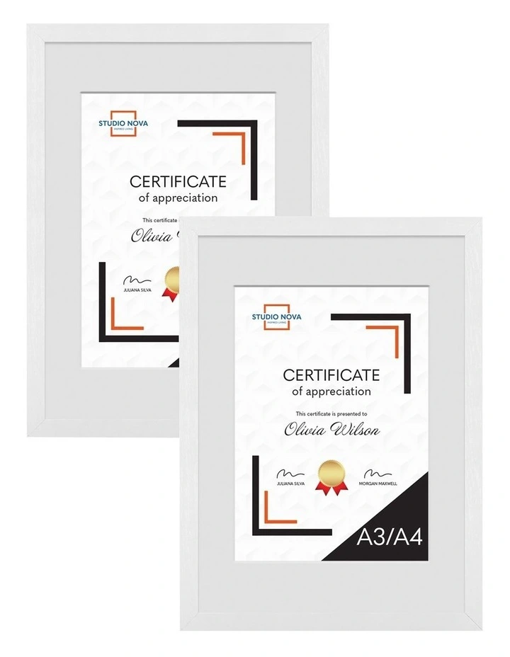 Premium Picture Photo Frame A3 to A4 Set of 2 in White