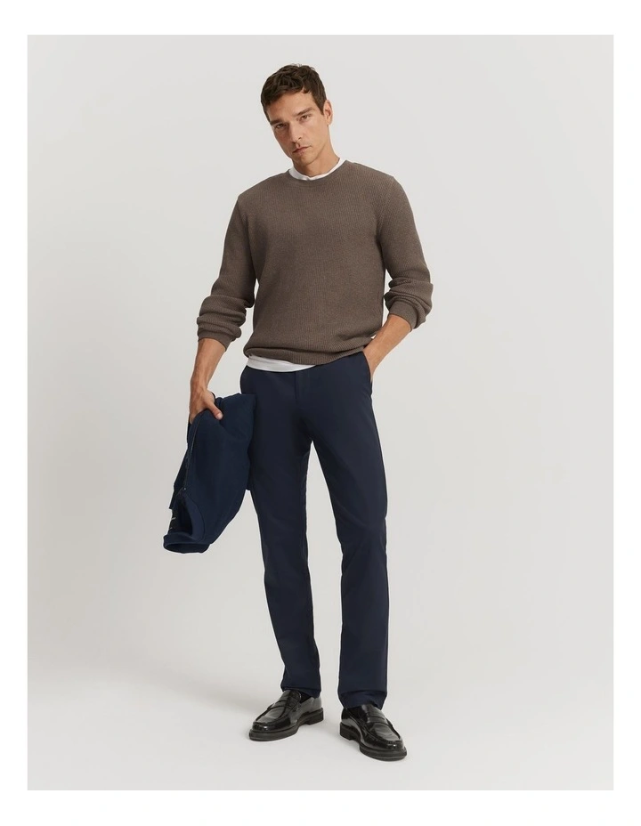 Australian Cotton Waffle Long Sleeve Crew Neck in Truffle Marle