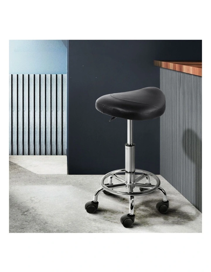 Salon Stool Saddle Swivel Chair in Black
