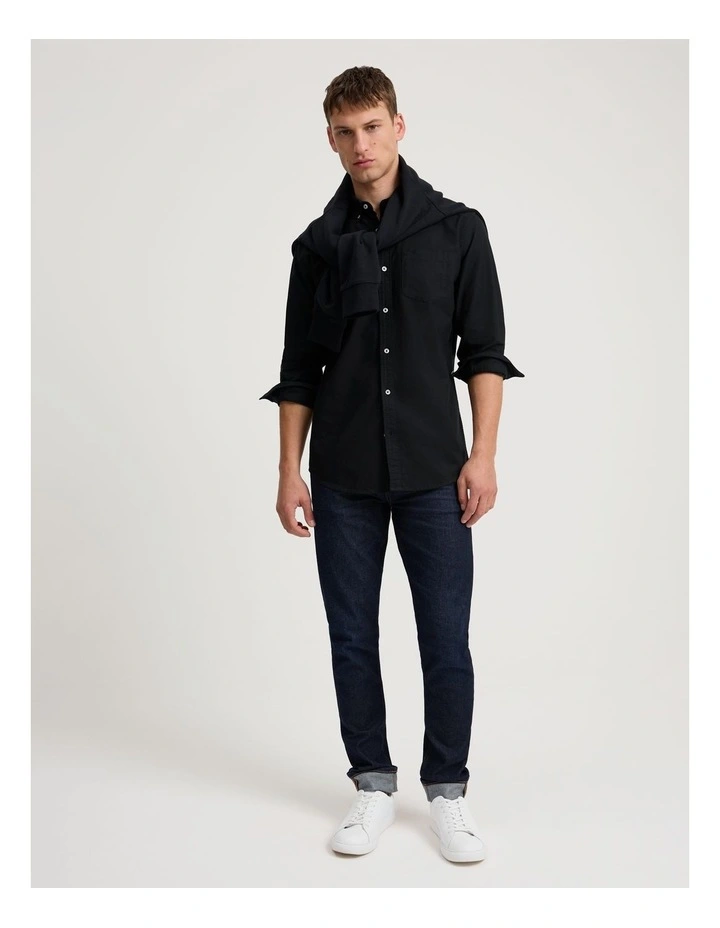 Regular Fit Oxford Shirt in Black