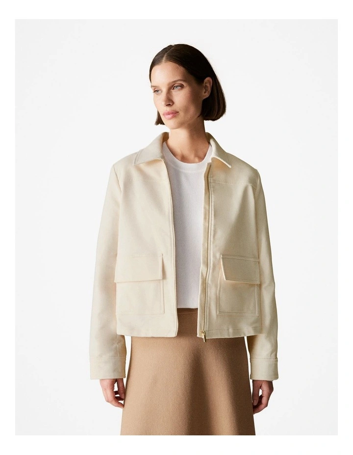Corduroy Zip Through Jacket in Vanilla