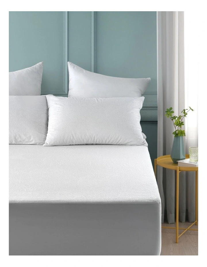 Bamboo Terry Waterproof Mattress Protector in White