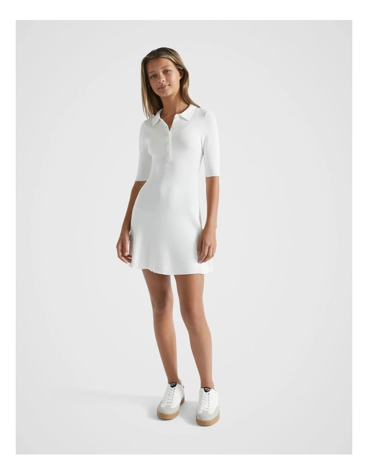Rib Knit Dress in White