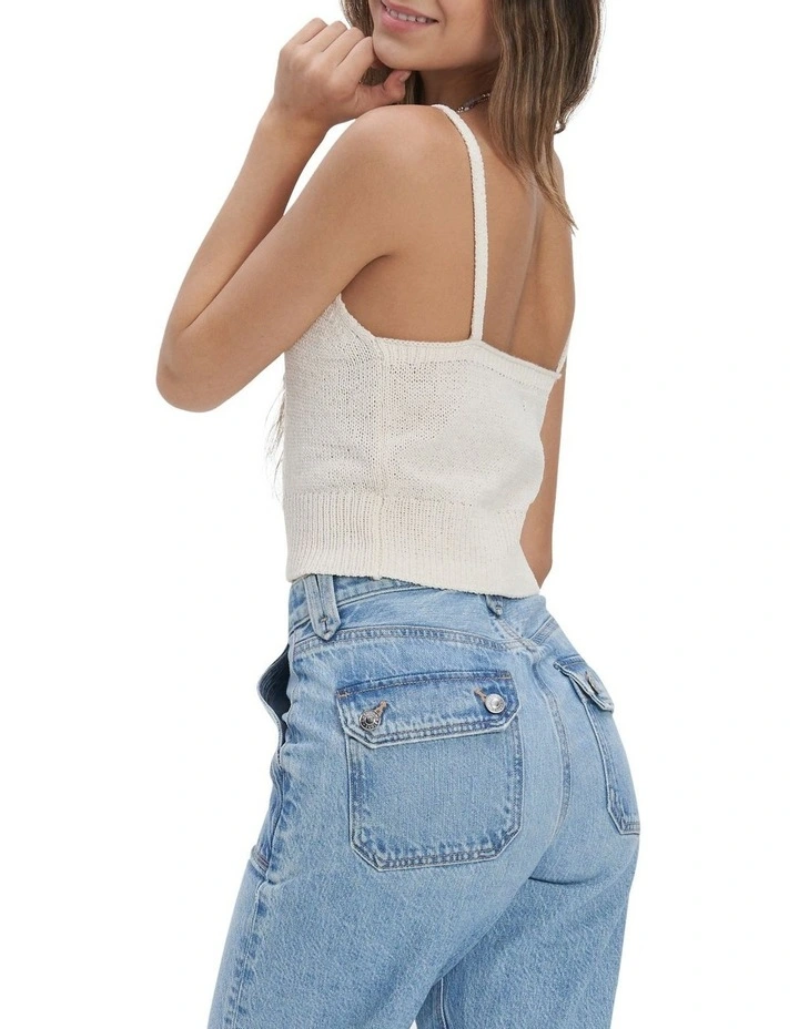 V-Neck Sweater Cami Top in White
