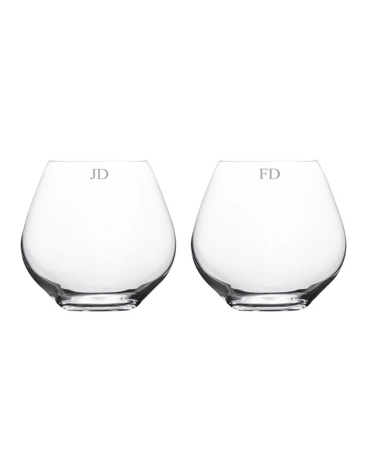 Personalised Vola Stemless Red Wine Set of 2 with Gift Box in Clear