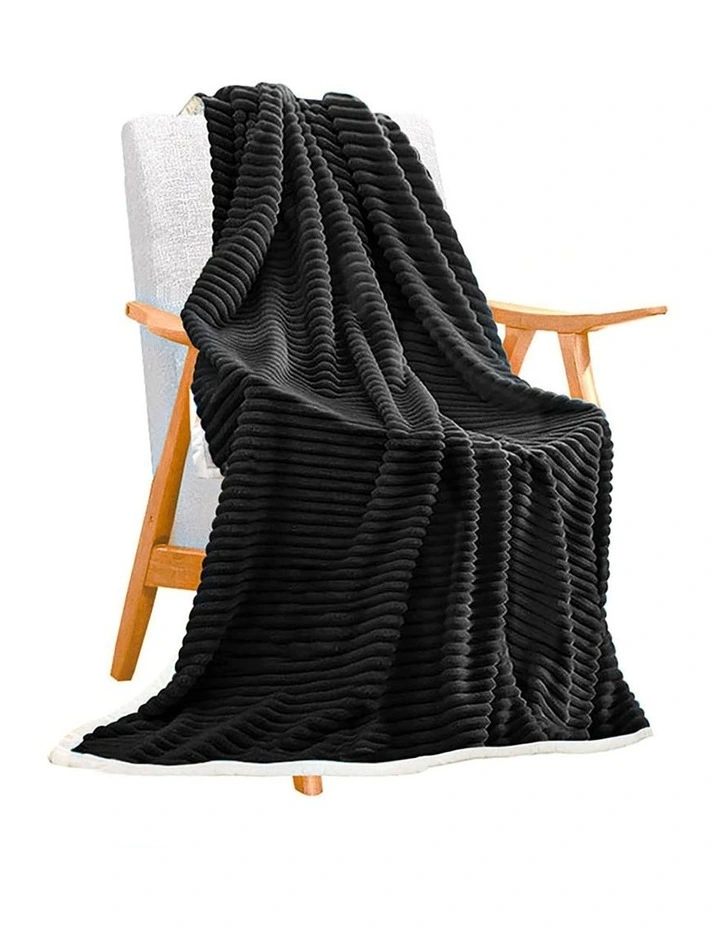 Double Sided Thick Flannel Throw in Black