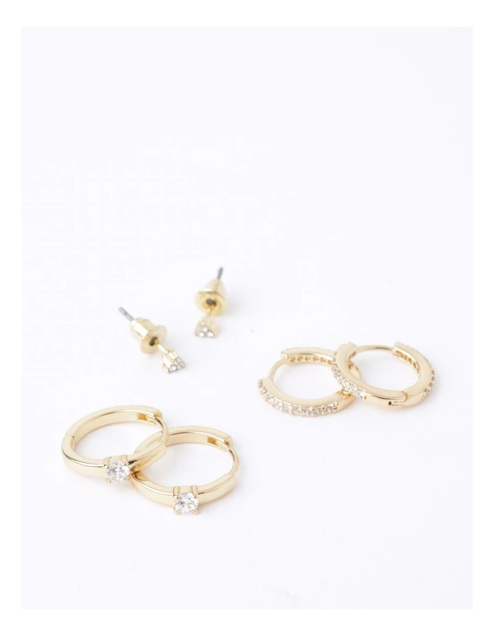 Gold Earrings Multipack 3 Pairs
