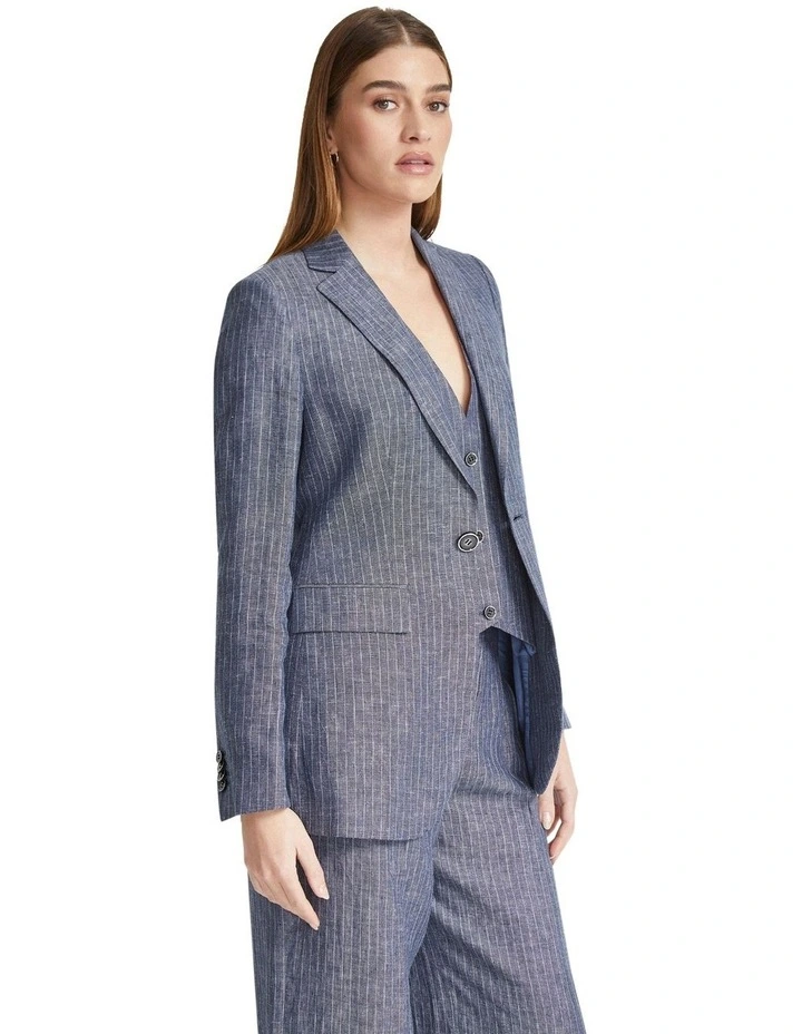 Lola Pinstripe Line Jacket in Navy