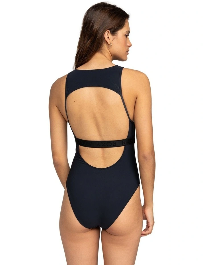 Active High Leg One Piece Swimsuit in Anthracite