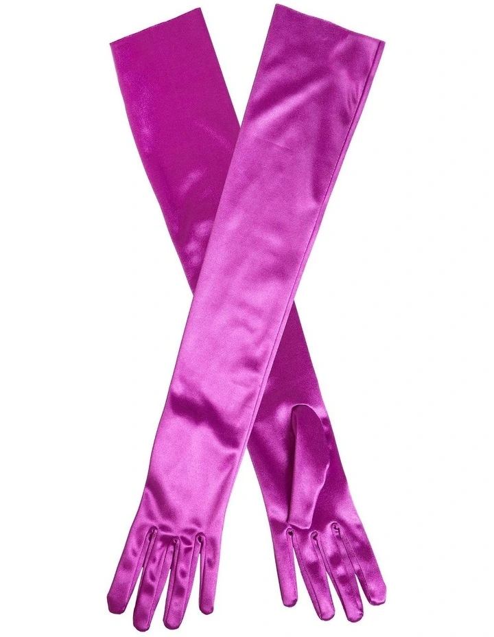 Satin Finish Opera Gloves in Violet