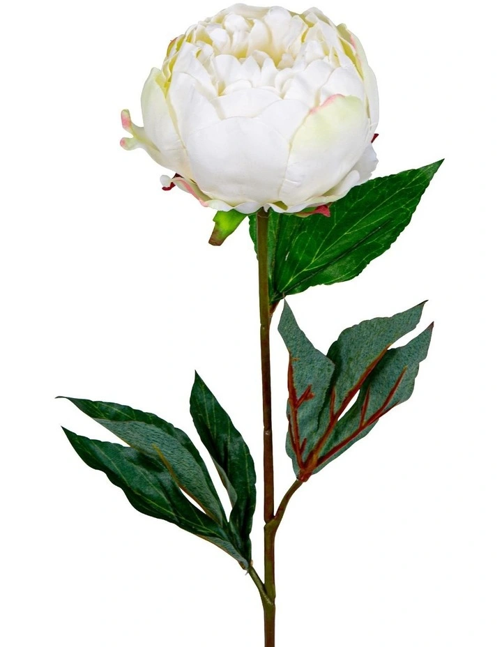 Peony Half Open Artificial Flower 70cm in White