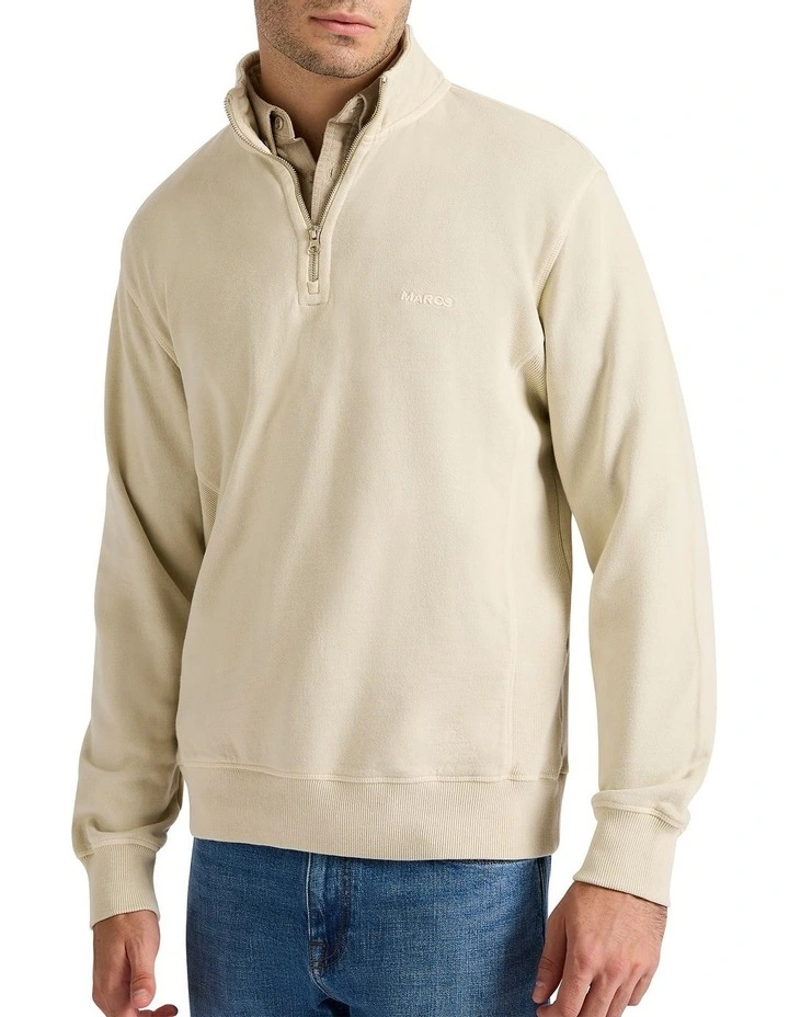 Baltimore 1/4 Zip Sweat Top in Bone