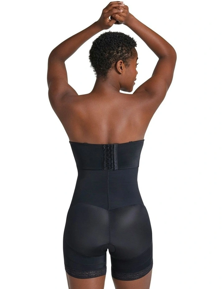 Extra High-Waist Zip Front Tummy Control Shaping Short in Black