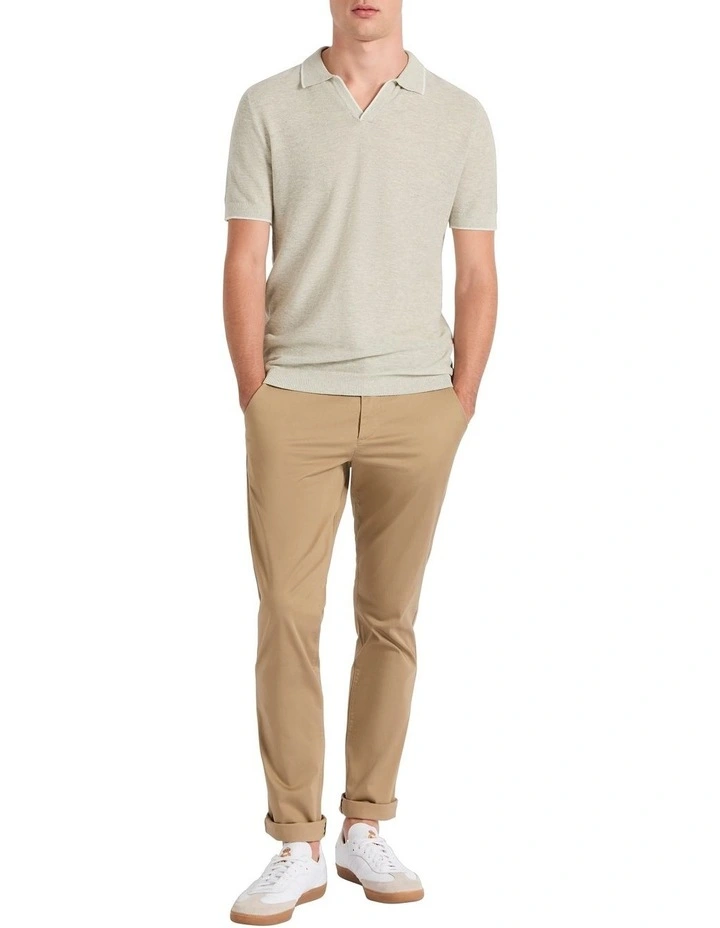 Bowie Knit Polo Shirt in Pebble