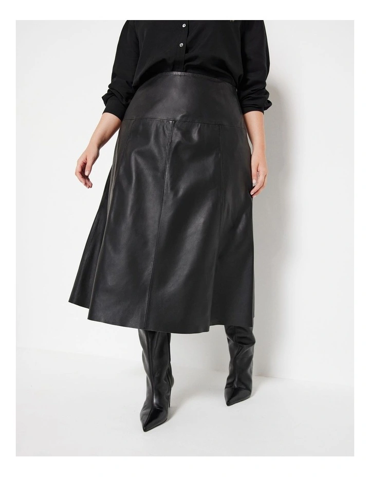 The A-Line Leather Skirt in Black