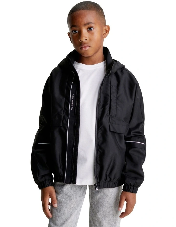 Nylon Tape Windbreaker in Black