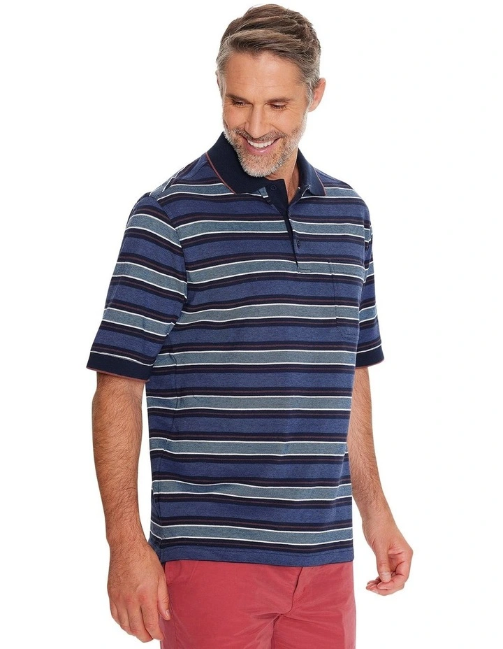 Rio Cotton Pique Polo Shirt in Blue