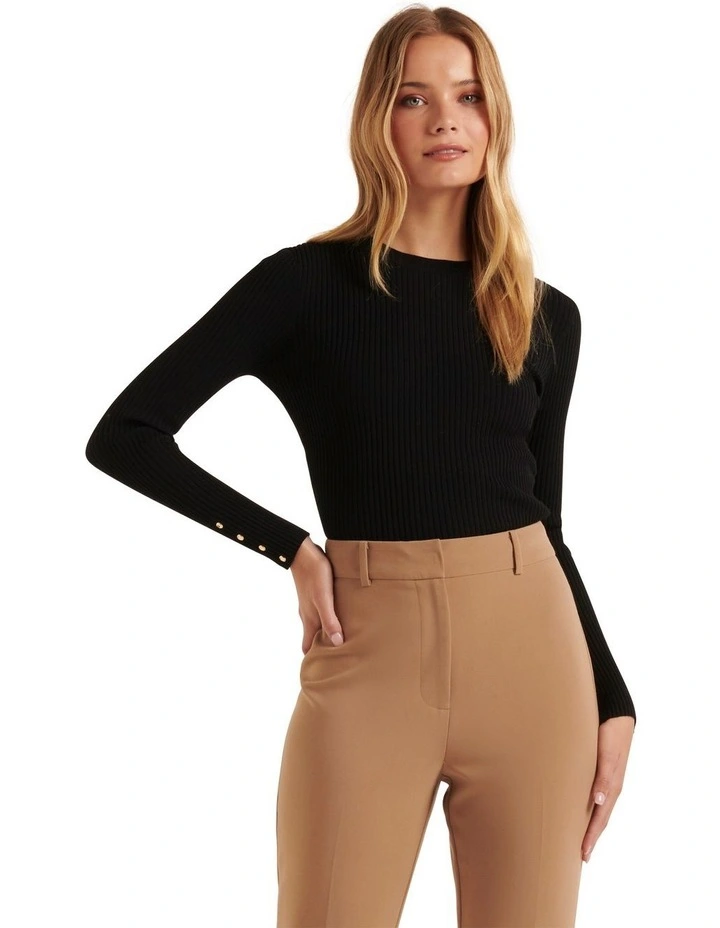 Sienna Layering Rib Knit Top in Black
