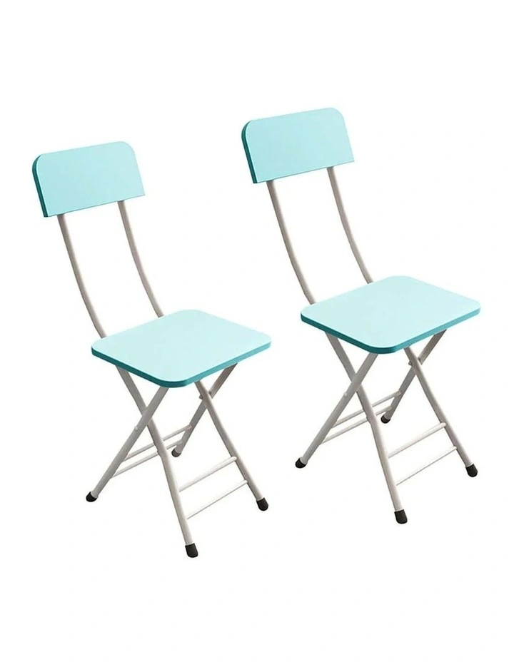 Space Saving Lightweight Foldable Chair Set of 2 in Blue