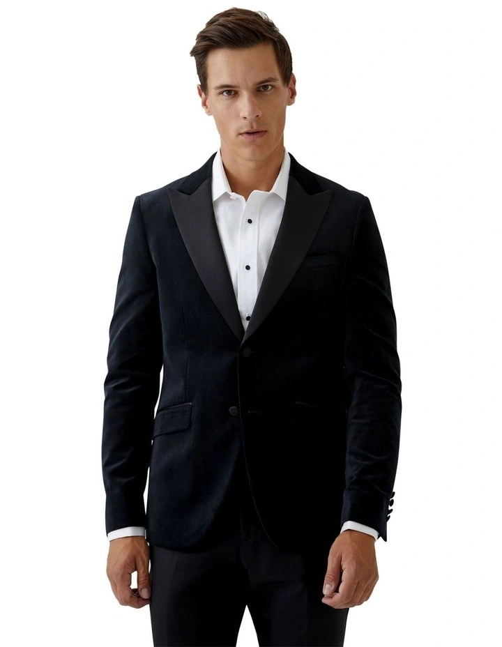 Blake Velvet with Peak Lapel Blazer in Black