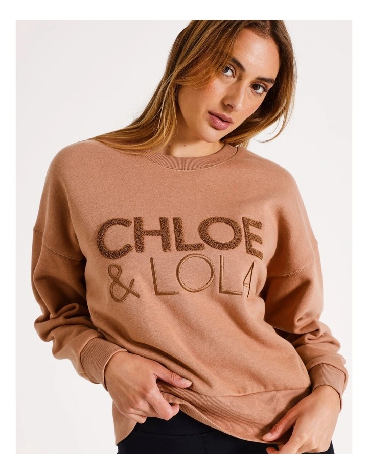 Crew Long Sleeve Top in Tan
