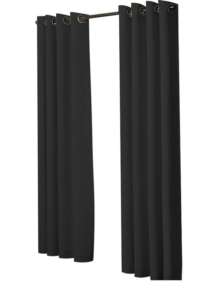 2x Blockout Panels 3 Layers Curtains Eyelet 140x230cm in Black