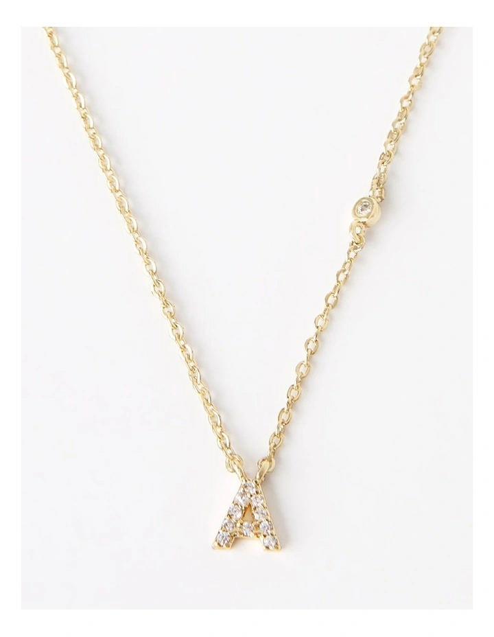 Mini Diamante Initial Necklace in Gold