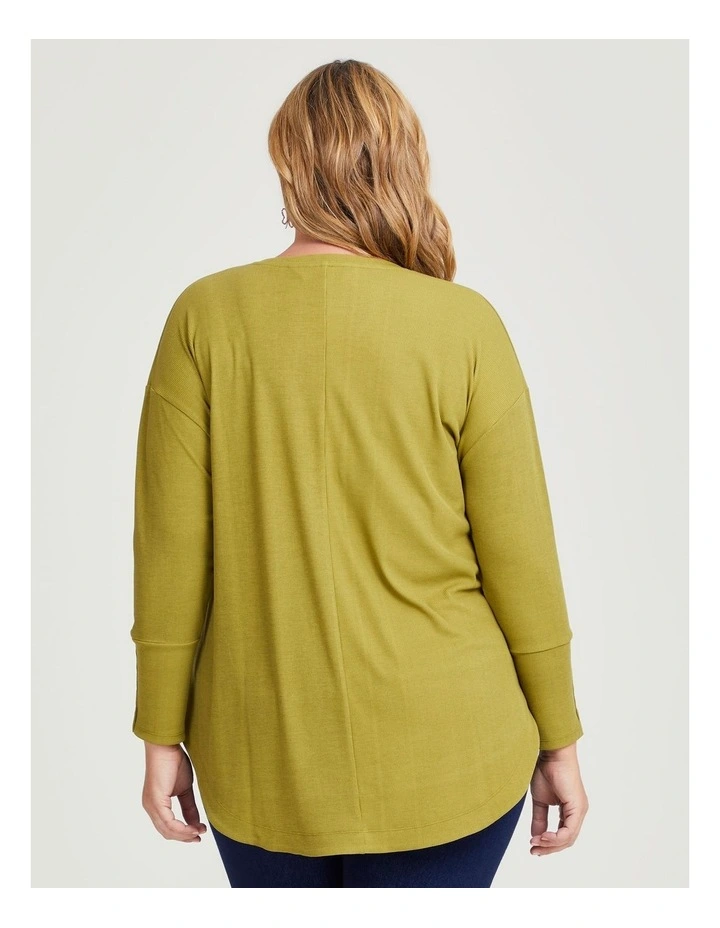 Rib Hi-lo Top in Green Moss