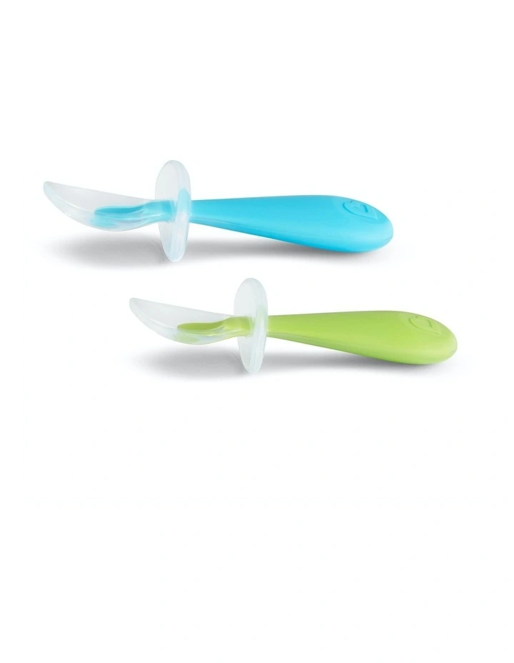 Gentle Scoop 2 Pack Silicone Training Spoons in Blue/Green