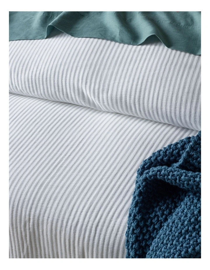 Albany Stripe Matelasse Quilt Cover in White