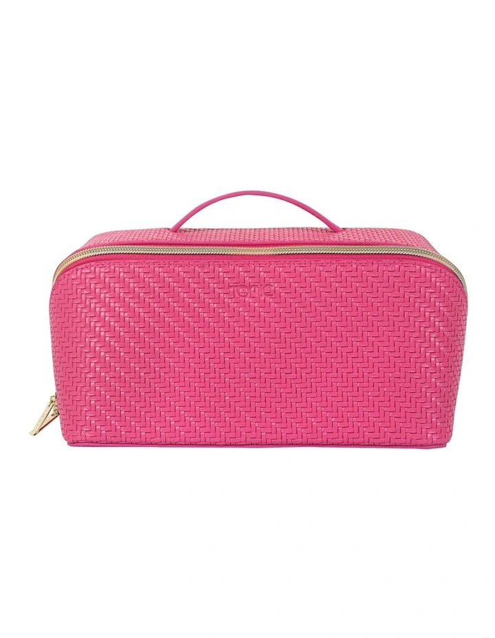 Herringbone Beauty Bag Large in Raspberry