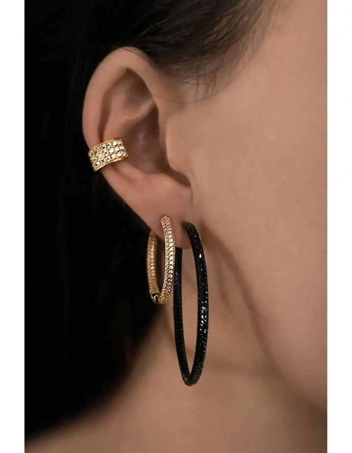Pursuit Pave Hoops Petite in Gold