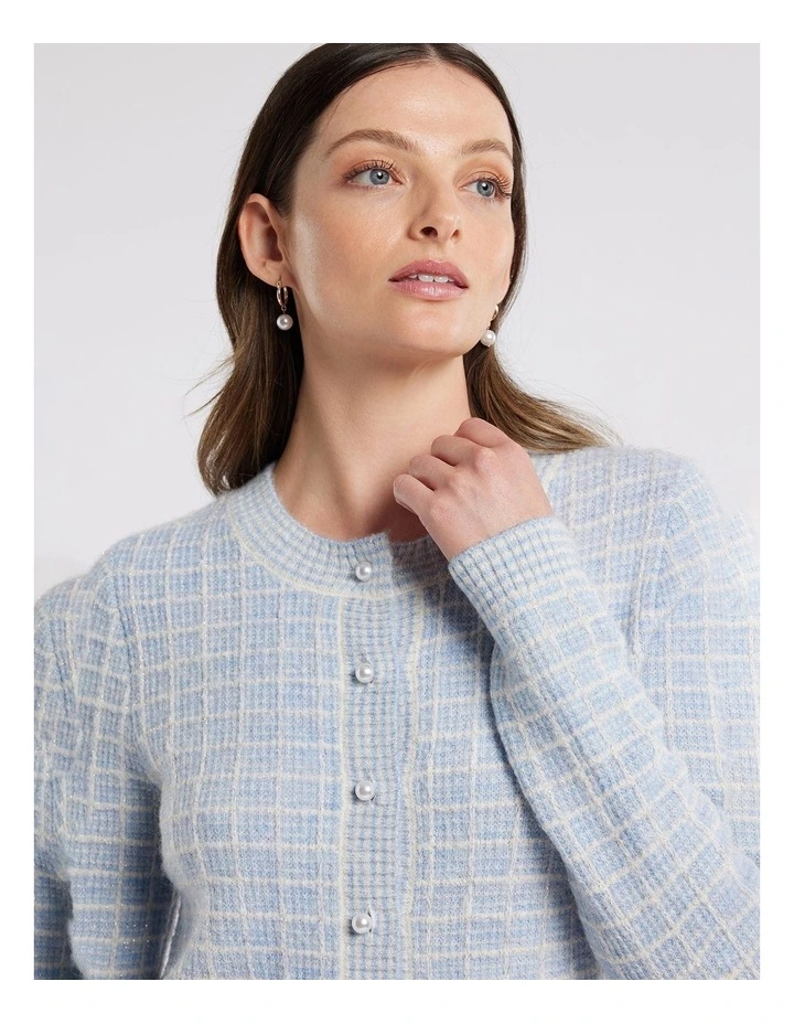 Alessandra Check Cardi in Blue