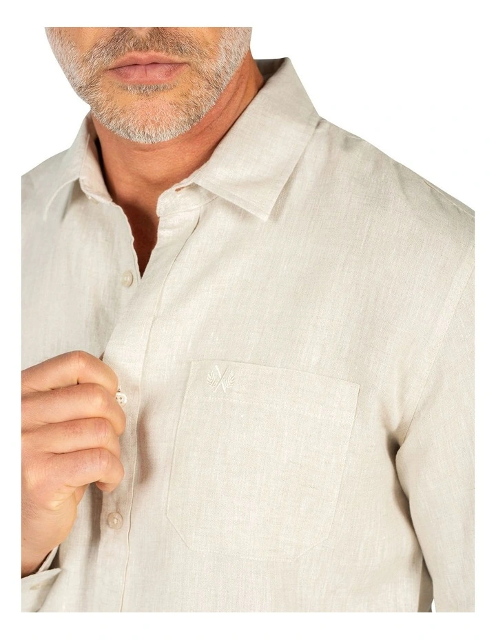 Linen Long Sleeve Shirt in Sand