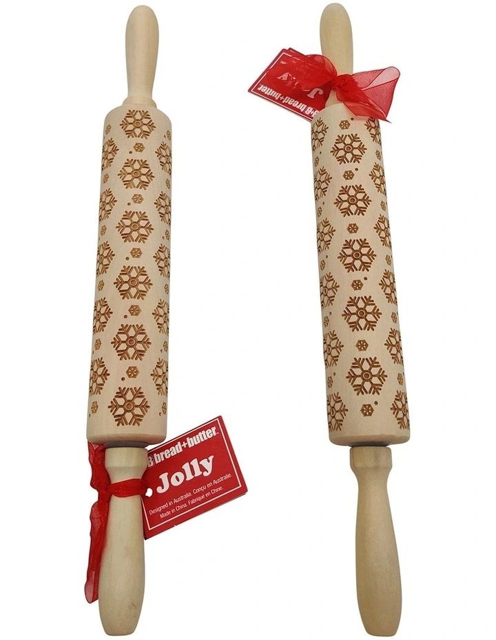 Laser Etch Wooden Rolling Pin Snowflake in Brown