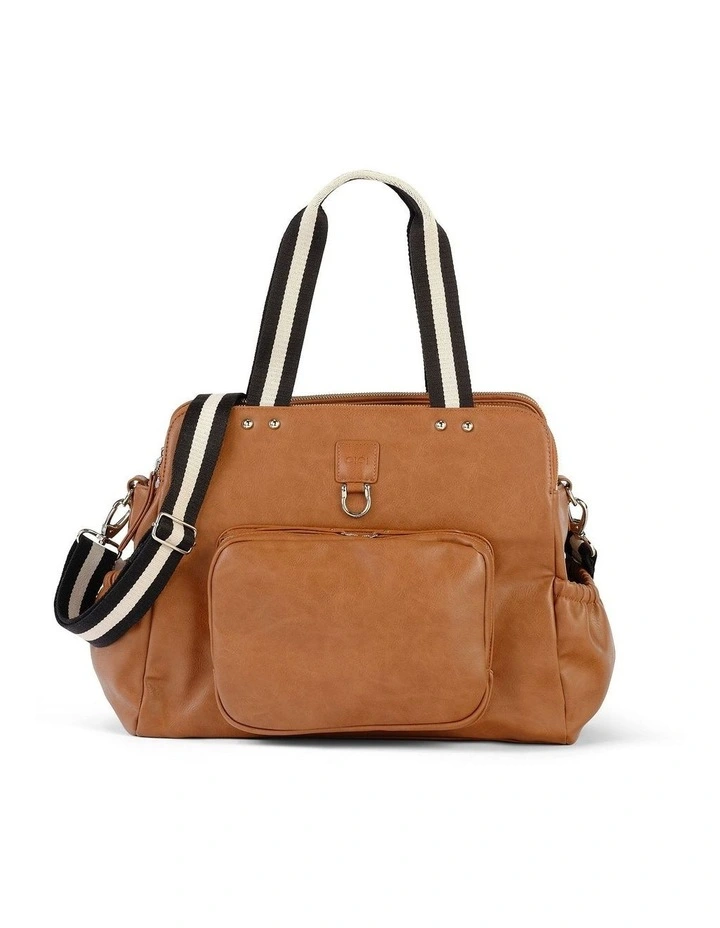 Triple Tote Vegan Leather Nappy Bag in Tan