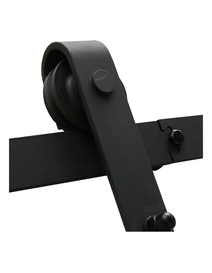 Single Sliding Barn Door Hardware Track Roller Kit in Black