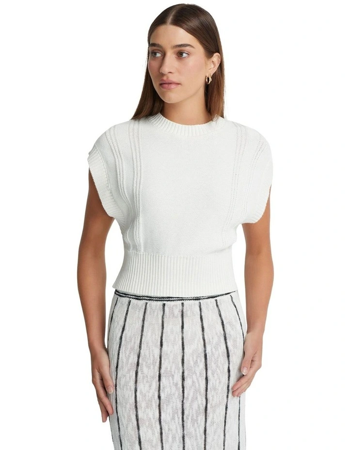 Erica Cotton Knit Vest in Ivory