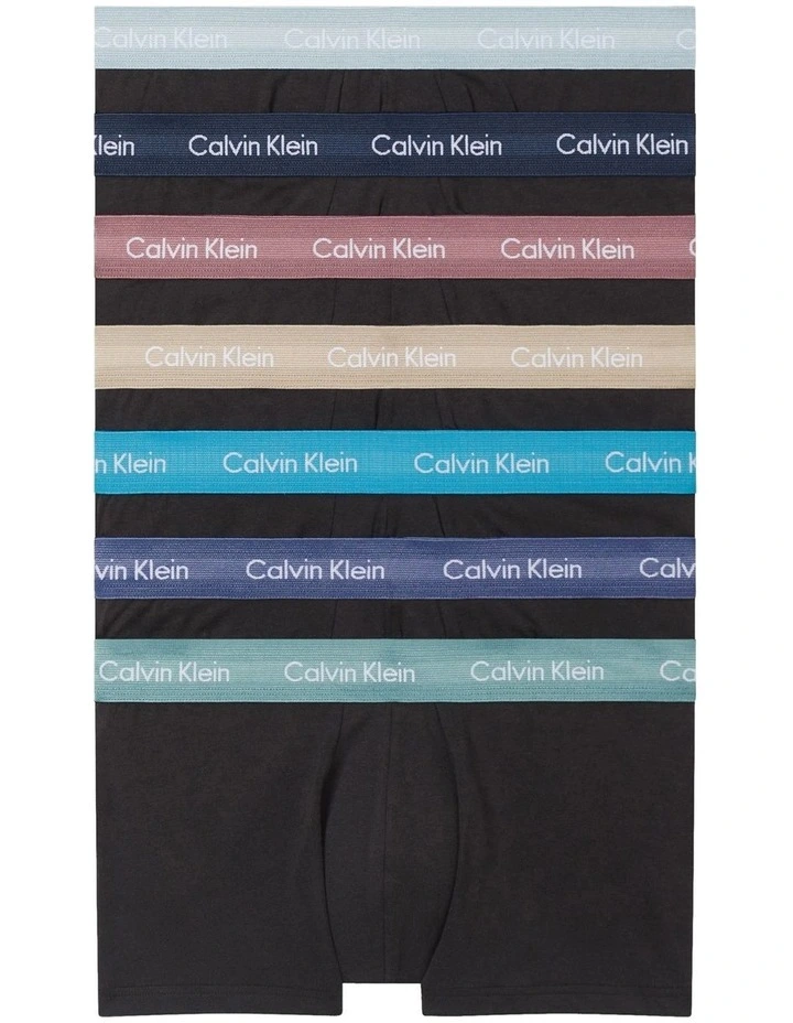 Cotton Stretch Low Rise Trunks 7 Pack in Black