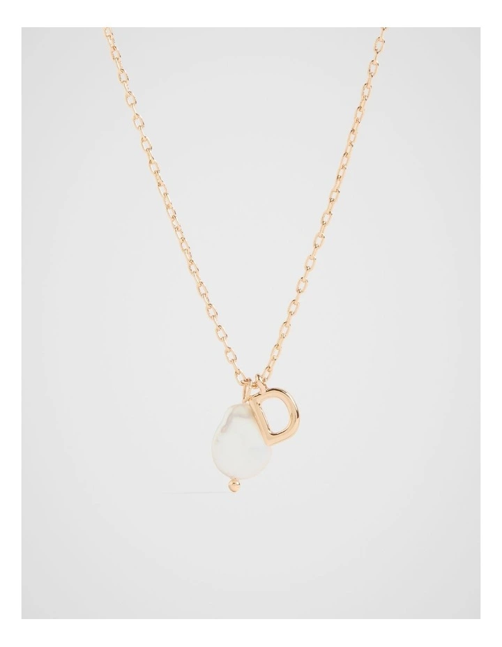 Pearl Alphabet Necklace D in Gold