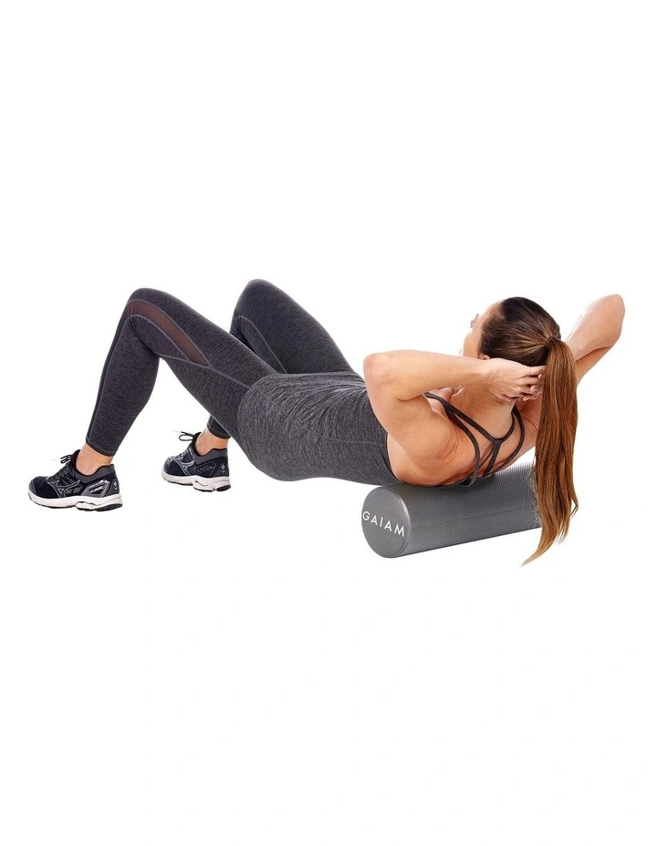 Roll And Stretch Kit Foam Roller And Stretch Strap 45cm in Grey