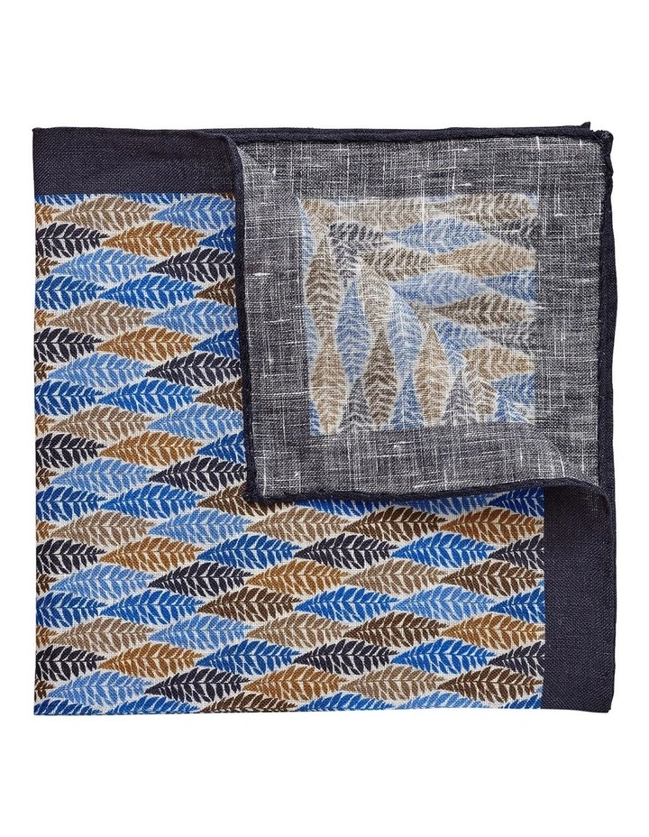 Ash Leaves Linen Pocket Square in Chocolate