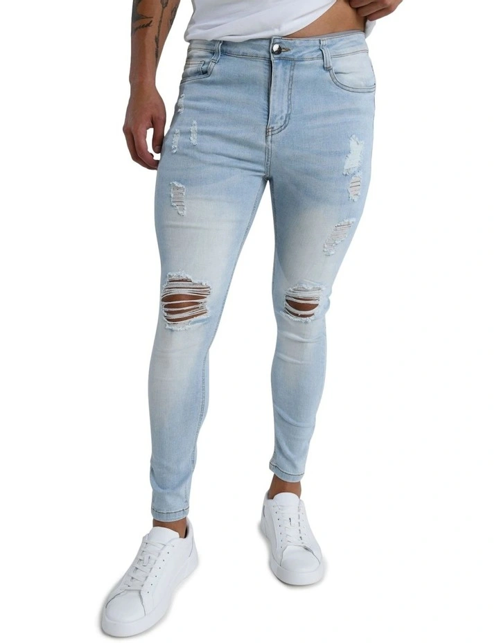 Oxford Distressed Jean in Light Blue