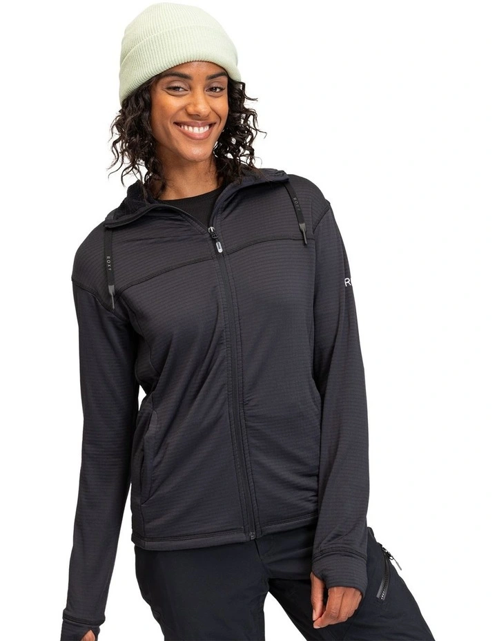 Zip-Up Fleece Sweater in True Black