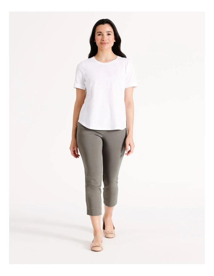 Sustainable Viscose Wardrobe Staple Stretch Crop Pant in Khaki