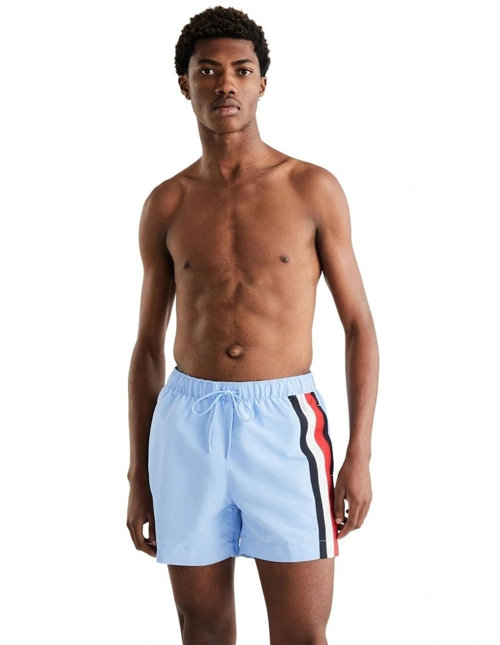 Signature Tape Mid Length Swim Shorts in Blue