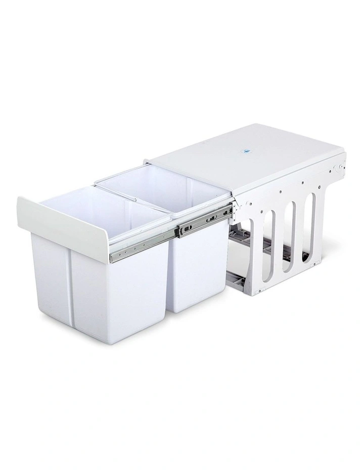 Cefito Pull Out Bin Kitchen Double Basket 2X15L in White