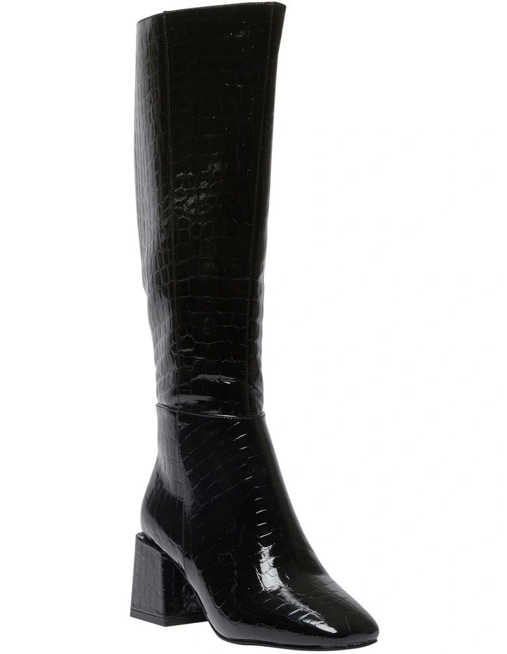 Tabby Boots in Black Croc