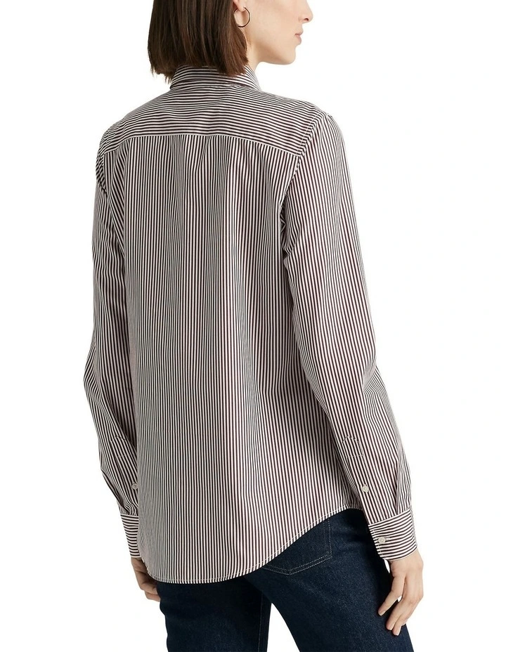 Striped Cotton Broadcloth Shirt in Red