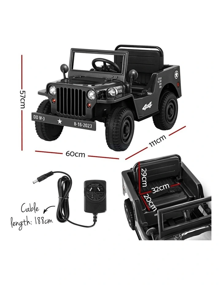 Kids Ride On Electric Military Car 12V Black